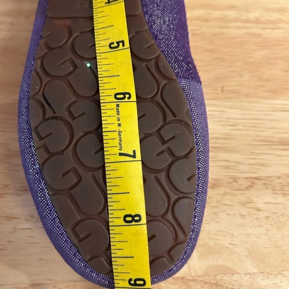 Ugg Australia Annmarie purple glitter bow sheepskin slippers/ moccasins